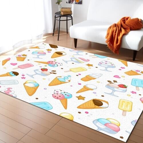 Cartoon Food Ice Cream Cup Carpets for Bedroom Home Decor Carpets Kawaii Rugs and Carpets for Home Living Room Outdoor Rug
