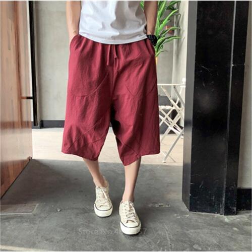 2020 Mens Harajuku Harem Pants Summer Vintage Chinese Style Sweatpants Fashions Male Cotton Linen Casual Joggers Pants