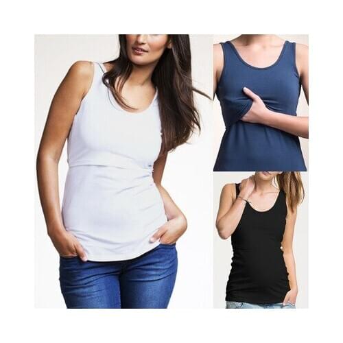New summer clothing pregnant large size nursing maternity clothing cotton comfortable breastfeeding solid color pregnant vest