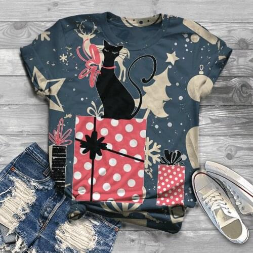 2021 new hot-selling short-sleeved summer 3DT shirt kitten print short-sleeved couple T-shirt animal top streetwear
