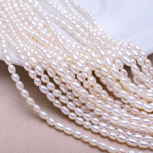 Wholesale 5-6mm Real Natural White Freshwater Pearl Rice Loose Beads 14" AA DIY 2PCS