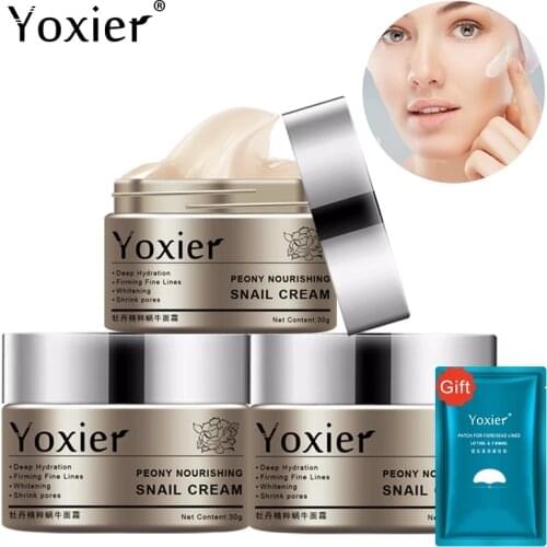 Yoxier 3Pcs/Lot Peony Nourishing Snail Cream Anti-Aging Face Cream Wrinkle Whitening Moisturizing Oil Control Skin Care