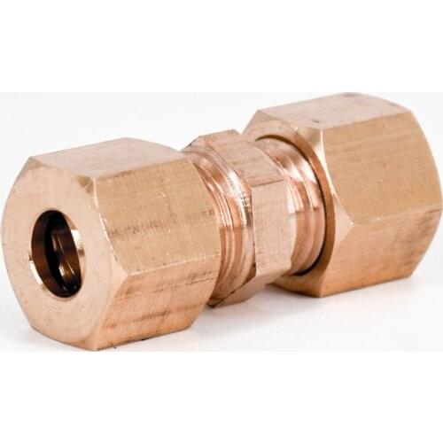 Fit 8mm Tube OD Brass Compression Union Fitting With Copper Ferrule Ring Water Gas Oil