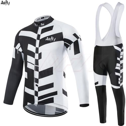 Roupa ciclismo masculino cycling jersey uniform Rhombus Black and white with spring autumn long sleeve wear-resistant cushion