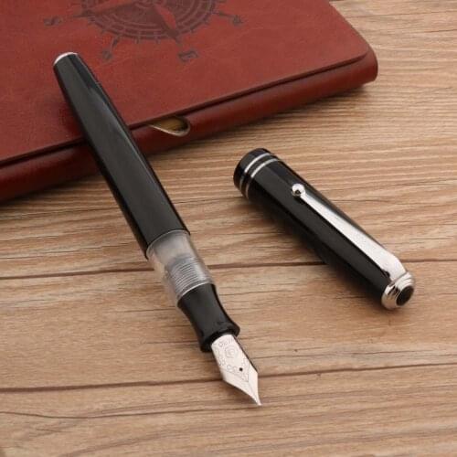 Old Style High Quality HERO 856 Fountain Pen Plastic Spin Black M Nib Stationery Office School Supplies