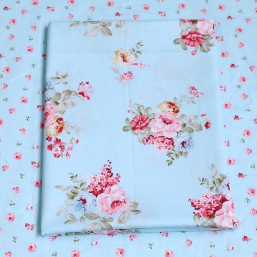 100% cotton pastoral blue printed floral peony twill fabrics for DIY kids bedding handwork dress patchwork tissue telas cloth