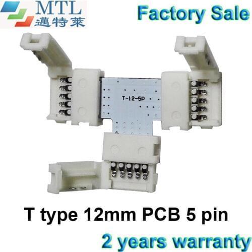 LED strip connector corner adapter T shape, 50pcs/lot, 12mm PCB 5 pin for indoor RGBW LED strip, Factory Wholesale