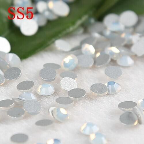 1440pcs ss5 Glass whiteopal Stones Machine Cut Strass Non Hot Fix Rhinestones For Nail Art