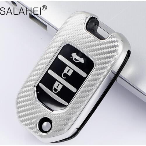 Carbon Fiber TPU Car Key Case Covers Shell For Honda Civic Accord City CR-V Jazz XR-V Vezel HR-V FRV Crider Odyssey Accessories