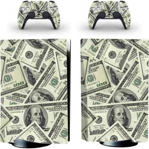 US Dollar Vinyl Decal PS5 CD Skin Sticker for PlayStation 5 PS 5 CD Version Console and Controller Protective Cover