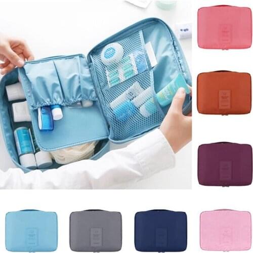 Waterproof Portable Zipper Cosmetic Beauty Bag Fashion Multi-function Oxford Travel Storage Makeup Bag Men Women Wash Pouches