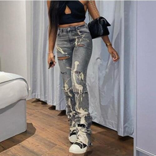 Женские прямые джинсы WICCON China At AliExpress