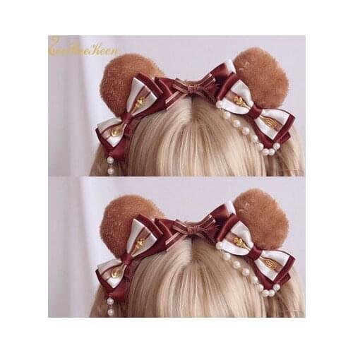 Women Anime headwear Cute Hair Bows Beautiful girl Bear bows Adult Sweet Lolita Cosplay Hair clip Girls Hair Accessories