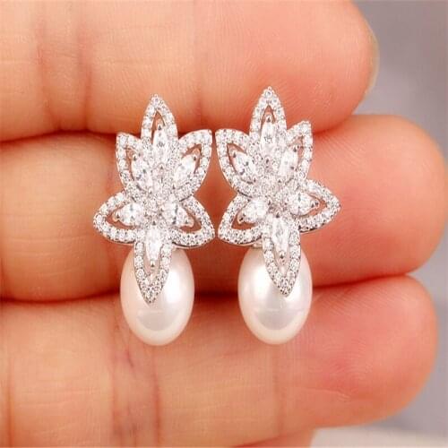 Luxury Temperament Set AAA Zircon Earrings For Women 2020 Trend Copper S925 Silver Needle Unusual Earrings Eardrop Jewelry