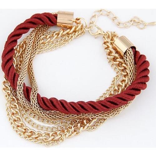 6 Colors Fashion Multilayer Charm Bracelet Exaggerated Punk Alloy Chain Bracelet Femme High Quality Of Handwoven Rope Jewelry