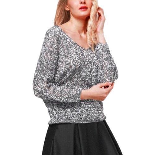 Female Pullover V-neck Korean Sweater Woman Sweater Autumn Long Sleeve Tops