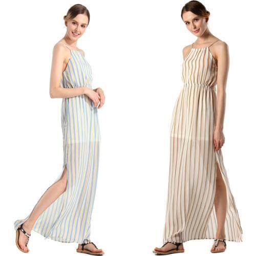 YSMILE Y Newest Women Summer Holiday Dress Sexy Spaghetti Strap Ankle-Length Slash Neck Tie Up Chiffon Dress For Female BK674