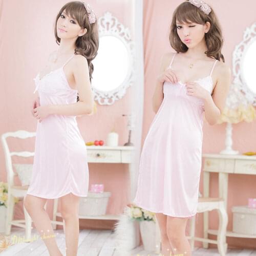 Women Sexy Lace Silk Underwear Hot Fashion Sleepwear Solid Camisole Robe Intimate Slips Lingerie Nightdress