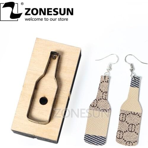 ZONESUN Custom Beer Bottle Leather Earring Paper Cutting Die Tool For Cutting Machine DIY Punching Japan Steel Blade Mold