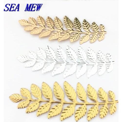 10 PCS 89*32mm Fashion Metal Filigree Leaf Connectors Gold Silver Color Charm For Jewelry Making