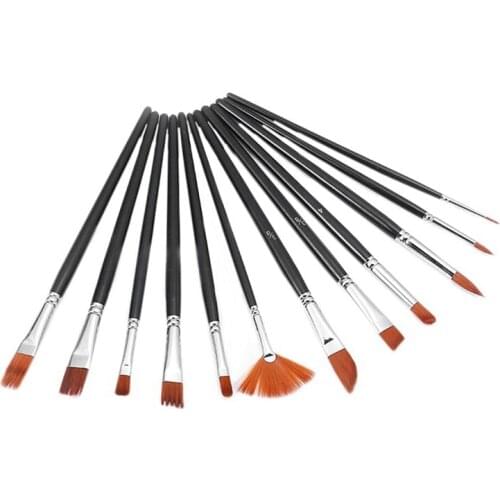 12 Pcs Acrylic Paint Brushes Set Artist Paint Brushes Paint Brushes for Acrylic Oil Watercolor Fine Arts Crafts Supplies