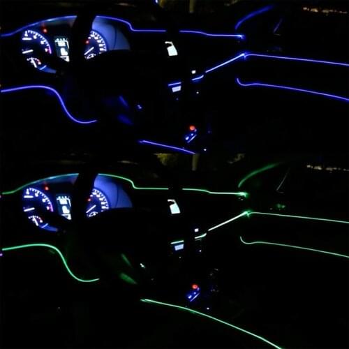 5M Car Interior Lighting Neon Light Garland Wire EL Wire Rope Tube Ambient LED Strip Decoration Flexible Tube 8 Colors Auto Led