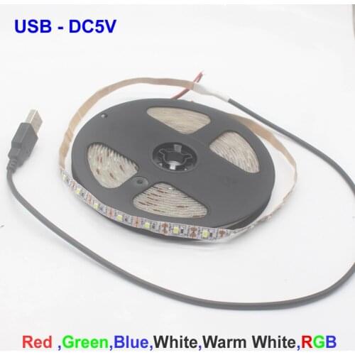 5M USB LED Strip Light 5V 3528 1 Meter 5 Meter Warm Cool White Pink Green Blue Red SMD Ribbon Ceiling Cabinet Light waterproof