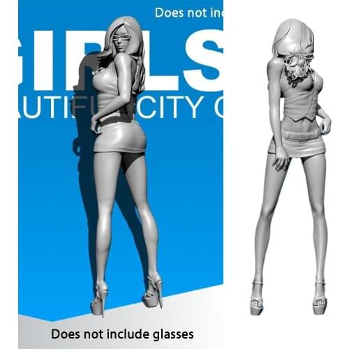 55mm Resin Kits GIRLS Office Girl Resin Beauty Model Self-assembled TD-2154( Excluded Glasses)