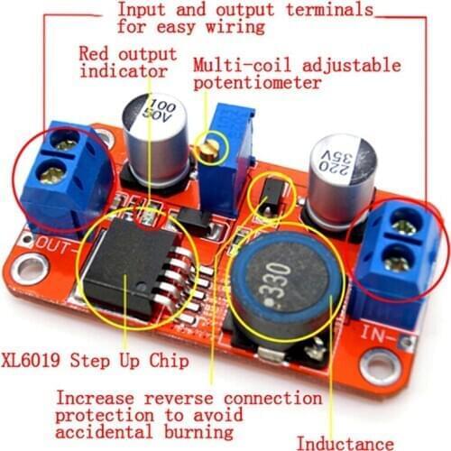 5A DC-DC Step Up Power Module Boost Volt Converter 3.3V-35V To 5V 6V 9V 12V 24V