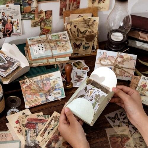 60 pcs/lot Retro plant flower mix Material Paper Craft Sticker Scrapbooking Vintage Decorative DIY Craft Photo Albums Sticker