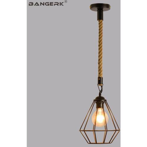 American Loft Decor Pendant Lamp LED Edison Industrial Hemp Rope Iron Vintage Hanging Light Dining Room Lights Indoor Lighting