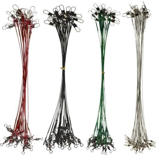 Assorted 17lb-35lb Fishing Line Steel Wire Leader With Swivels Snap Carp Fishing Tackle Accessories Anti-bait Leadcore Leash