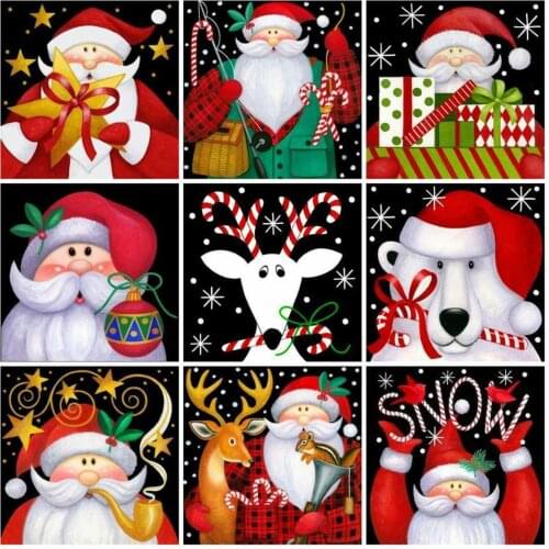 AZQSD Diamond Painting Santa Rhinestones Pictures Diamond Embroidery Full Display Home Decor Christmas Decorations For Home