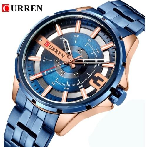 Curren Watch Men 2021 Luxury Brand Stainless Steel Business Male Wristwatch Mens Fashion Waterproof Sport Blue Watches Men 2022