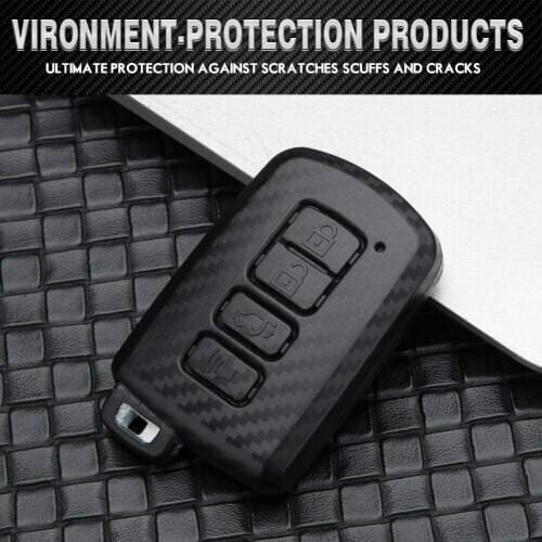 Carbon fiber 4 Button Car Key Case Cover For 2019 Toyota Highlander Avalon Camry RAV4 Smart Remote Fob Cover Keychain Auto