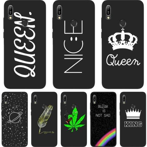 TPU Back Cover For Huawei Y6 Y7 Y9 Pro Prime 2019 Silicone Soft Black Star Queen Crown Phone Case For Huawei Y5 Y6 Y7 2019