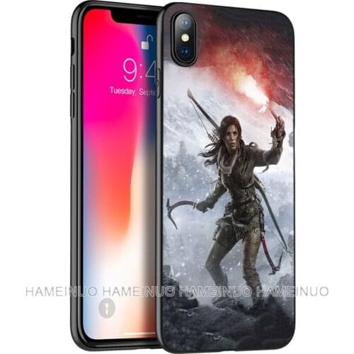 Black tpu case for iphone 5 5s SE 2020 6 6s 7 8 plus X 10 XR XS 11 pro MAX silicon cover case Rise Of The Tomb Raider