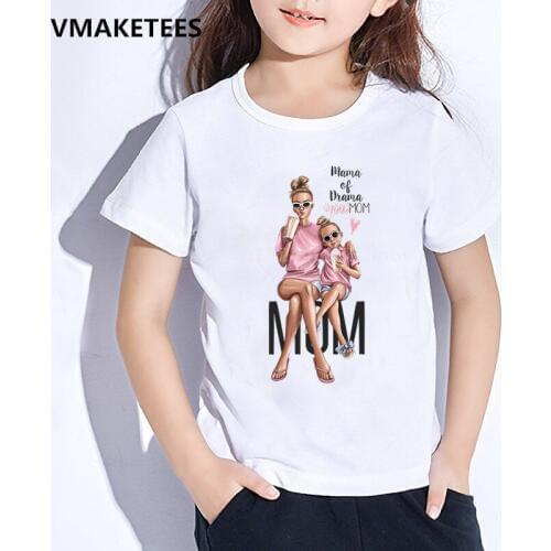 Super Mom Baby Girls Boys T shirt Mother And Baby Vogue Kawaii Printed T-shirts Mommys Love Kids White Clothes,HKP5281