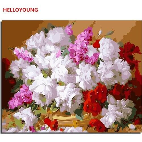 HELLOYOUNG Handpainted Oil Painting Gardenia Bloom Digital Painting by numbers oil paintings chinese scroll paintings Home Decor
