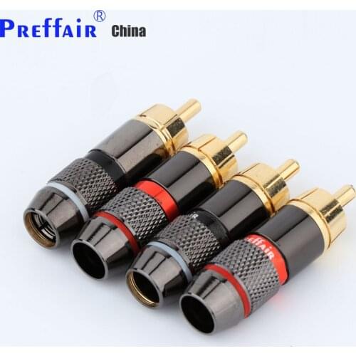 R1733 Hifi RCA Plug Gold Plated 6mm Male Double Self-Locking Lotus Wire Connectors Audio AdapterVideo/Audio Wire Connector