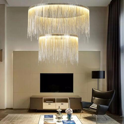 Chrome & Rose Gold 1/2/3 Ring LED Chandelier Residential lighting fixtures Commercial restaurant, coffee shop, hotel lighting