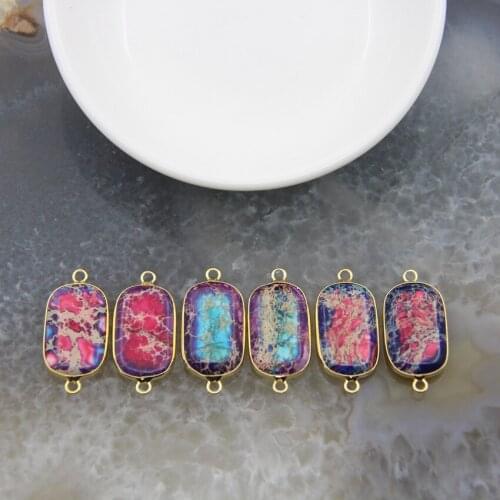 Emperor Stone Trendy Rectangle Connector,Sea Sediment Imperial Jaspers,For Jewelry Making DIY Necklace Bracelet Accessories