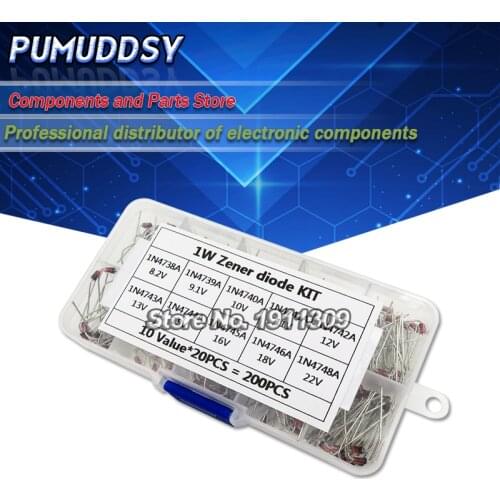10Values*20PCS Zener Diode Assortment igmopnrq diy kit Electronic set pack 3.3V 3.6V 3.9V 4.3V 4.7V 5.1V 5.6V 6.2V 6.8V 7.5V