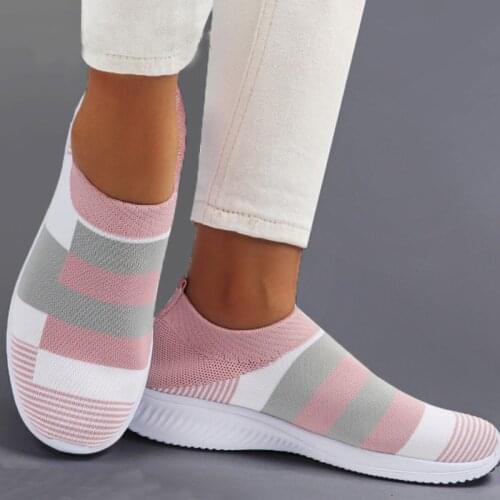 Women Vulcanized Shoes Sneakers 2021 Summer Ladies Trainers Knitted Sock Shoes Female Slip-on Flats Shoes Zapatos De Mujer