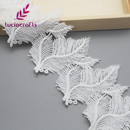 Lucia crafts 1y/5y 12cm White Embroidered Lace Fabric Trim Ribbons DIY Sewing Handmade Garment Craft Materials N0512