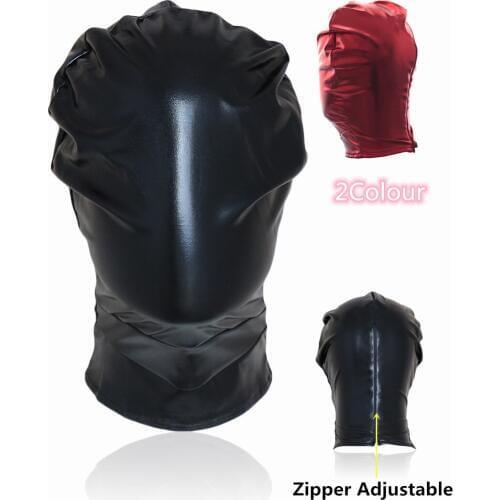 Sexy Wetlook full Face Hood Mask for Men Women Fetish Harness Cosplay Bdsm Bondage Slave Role Play Adults Games Sex Toys