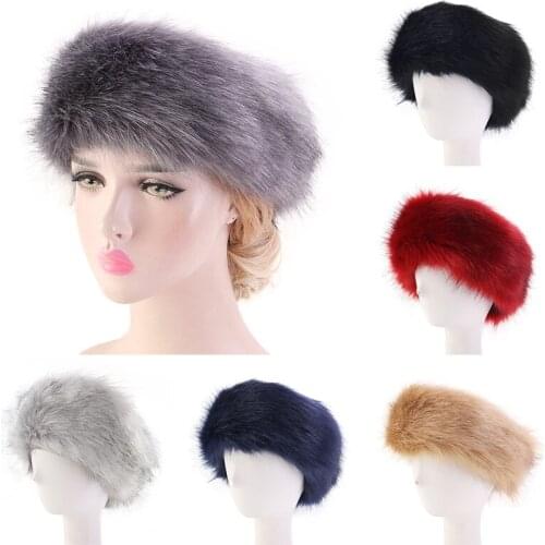 Man Women Fur Hats Thick Furry Warm Fox Fur Hat Headband Autumn Winter Cap Men Girl Russian Warm Thick Fashion Hat