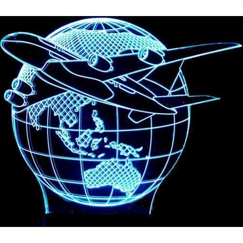 Earth Plane Model 3d Light Touch Switch Usb Led Night Light Power Supply Colorful Desktop 3d Kids Lamp