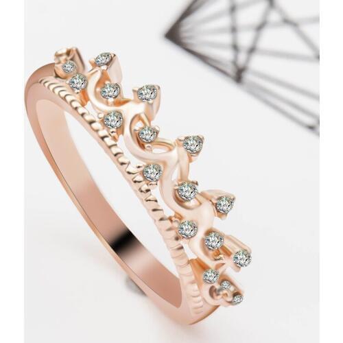 Fashion Exquisite Crown Pattern Crystal Ring For Women Copper Zircon Ring Wedding Party Crystal Ring 2018 New Jewelry
