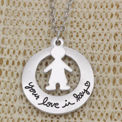 Fashion engrave named or personality gift Necklace Boy or girl your love is key Alloy Necklace Chains Jewerly For Women N2040-1